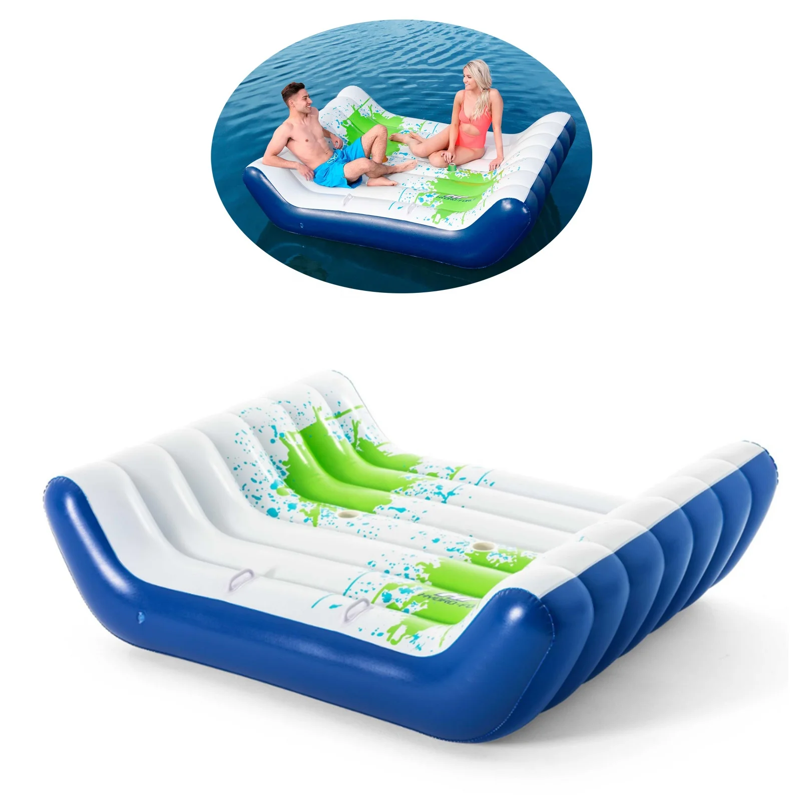 Bestway 43297 Chill Splash Тропический Бриз плавучий остров плот | Гигантский надувной бассейн поплавок для взрослых