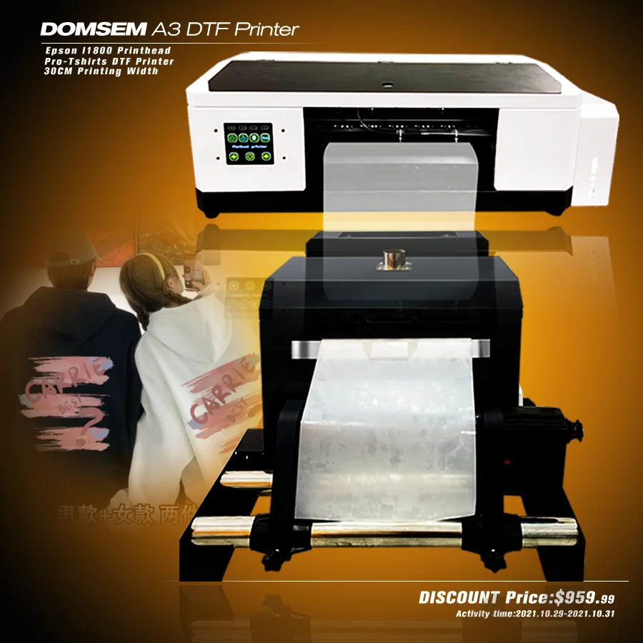 (Big promotion)DOM SEM 2021 new a3 Heat Pet film DTF inkjet Printers For tshirts textile printing machine