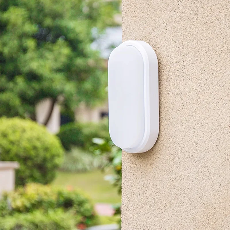 Светодиодные наружные настенные светильники пластиковые IP65 6 8 12 18 24 Вт круглые и овальные водонепроницаемые Настенные для сада гаража
