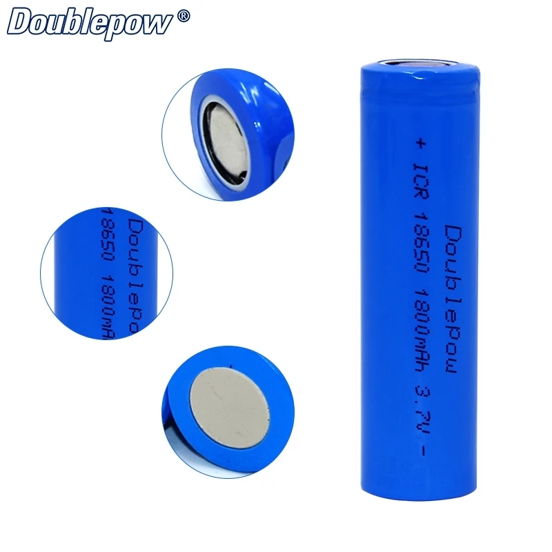 Doublepow High Capacity 3.7V 1800mAh Li-ion Battery 18650 Rechargeable 3.7V Battery 1800mah 18650 battery For Flashlight