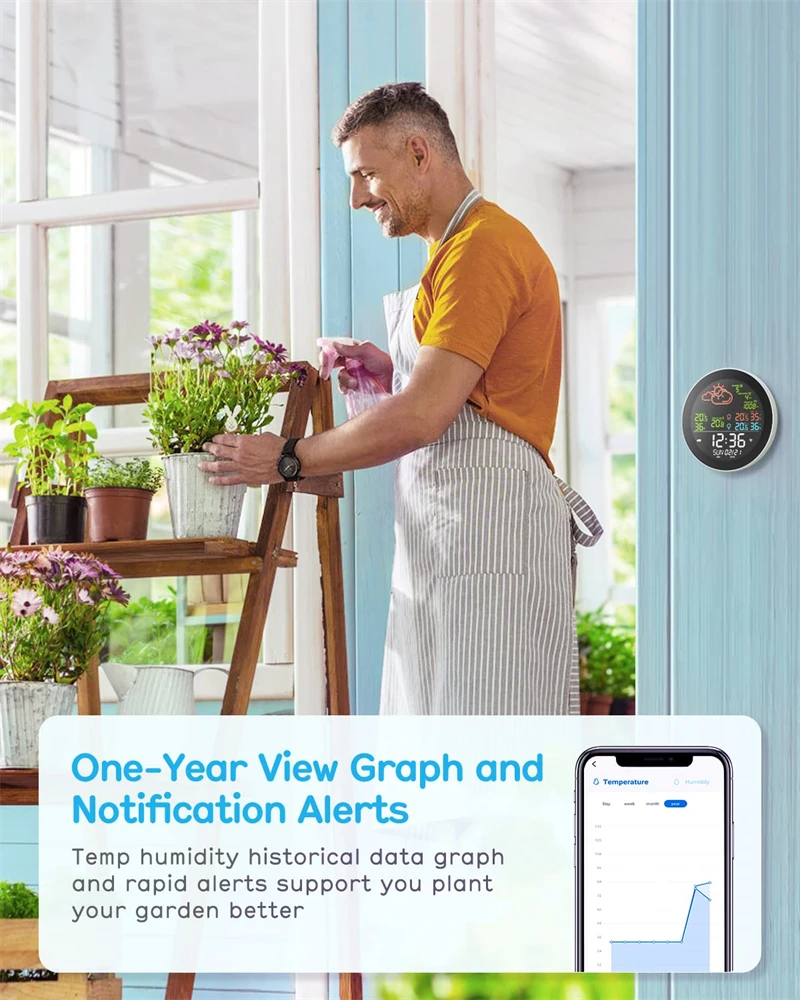 2022 Tuya wifi weather station weather forecast temperature humidity smart weather station smart alarm clock