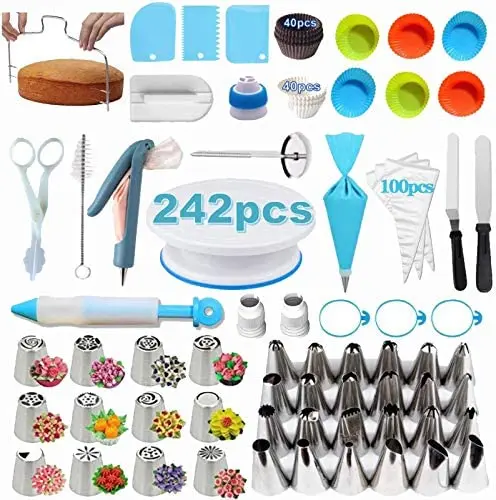 Wholesale multifunctional kitchen baking Turntable set Decoration Tip Cake Tools Piping Nozzles Set Cake Decorating Tool Set