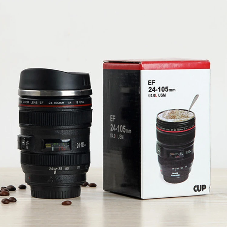 Camera Lens Coffee Cup Seal and retractable LID  Camera Mug travel Mug men s Mug ladies