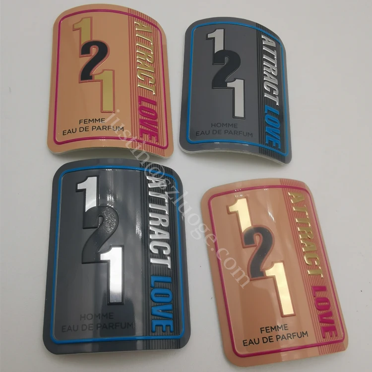 custom permanent waterproof 3d aluminium label stickers for perfume bottle luxury self adhesive printing brand metal logo