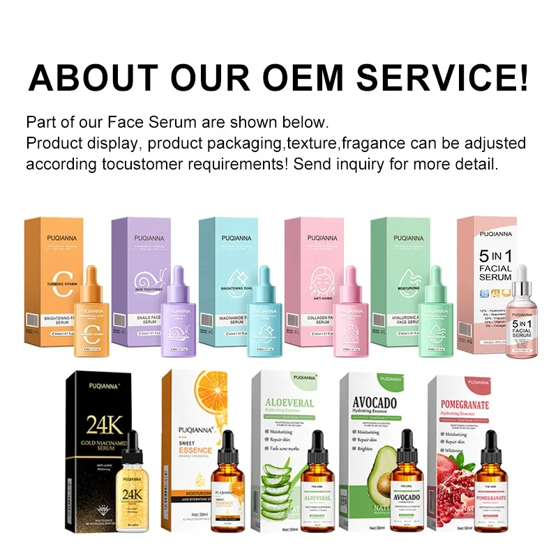 Private Label Custom Logo facial serum COLLAGEN Anti-wrinkle Serum Repair Moisturizing Hyaluronic Acid Face Skin Care Serum