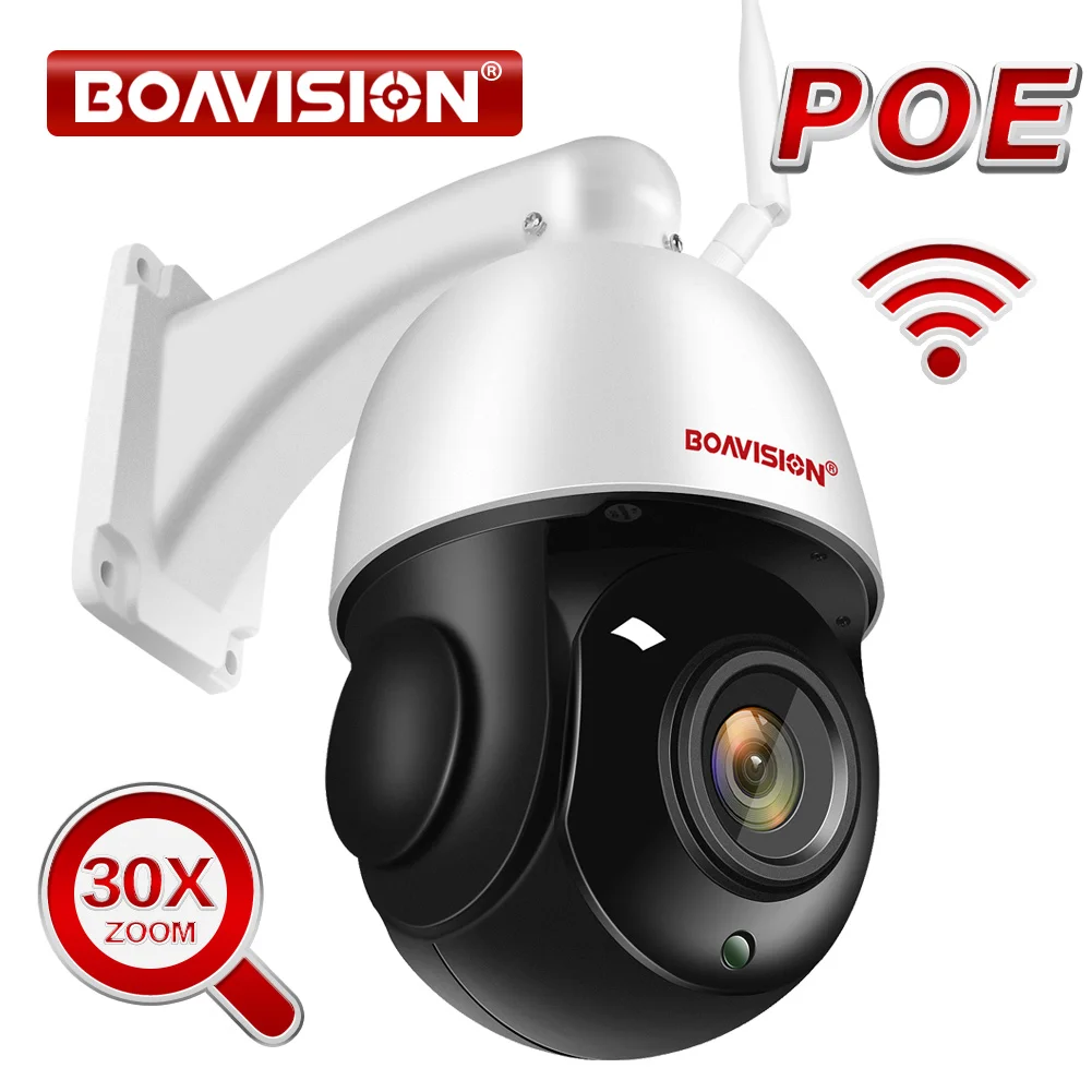 BOAVISION 5MP POE PTZ IP Camera WIFI Outdoor 30X ZOOM Waterproof Speed Dome Camera Human Auto Tracking P2P CCTV Security Camera