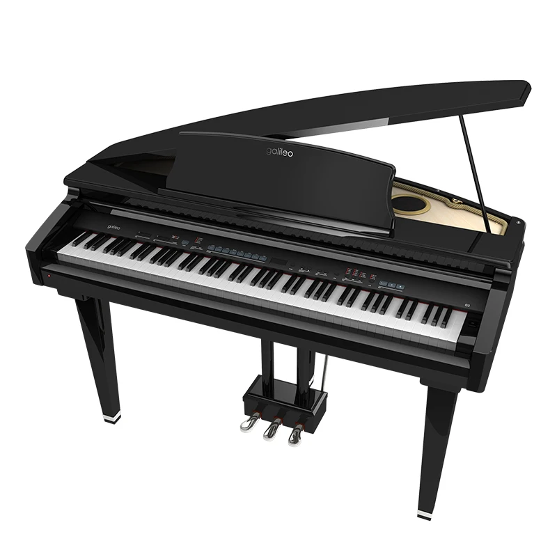 Wholesale Black hi-gloss 88 hammer action mini-grand piano digital piano incl bench