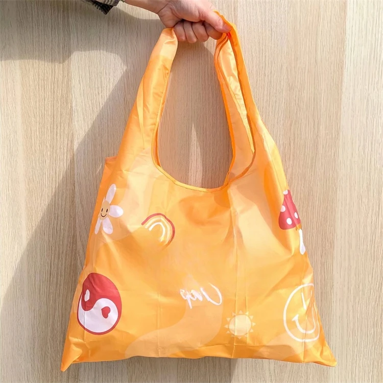 Custom Reusable Grocery Bags Eco Extra Large Recycle Tote Bag Heavy Duty Washable Nylon Foldable Shopping Bags