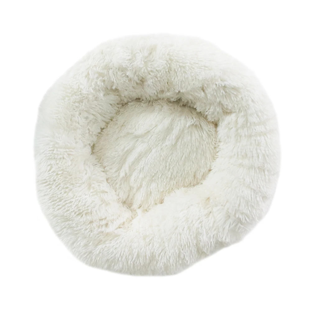 Luxury Dogs and Cats Round Houses Pet Products Washable Long Plush Donuts Faux Fur Pet Beds & Accessories Solid Koko Support