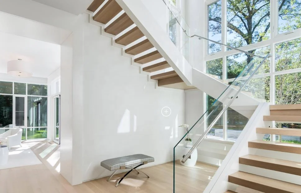 VIKO Oak Wood Steps Double Steel Plate Stringer Stairs For Home