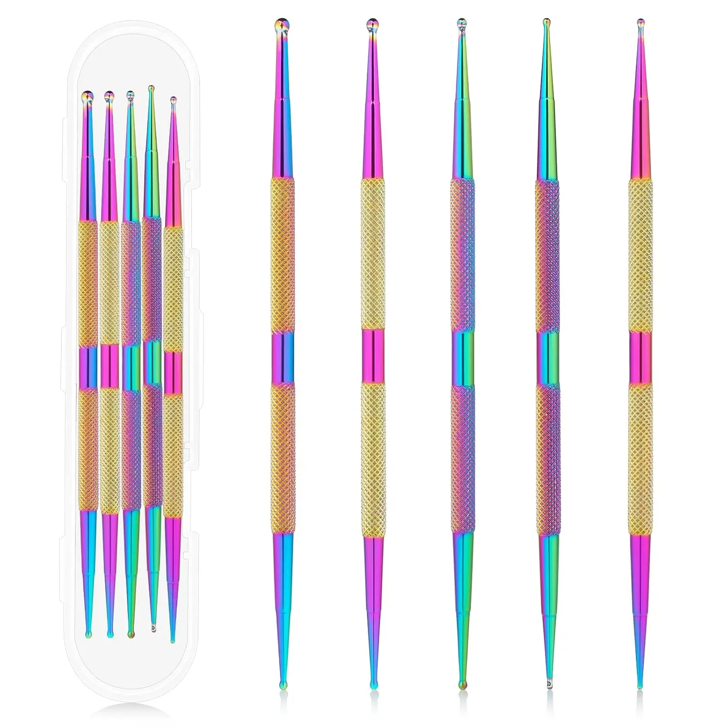 5 Pcs Set Dotting Tools Nail Art Dotting Pen 5 Sizes Dotting Tool Set Stainless Steel Nail Dotting Pen