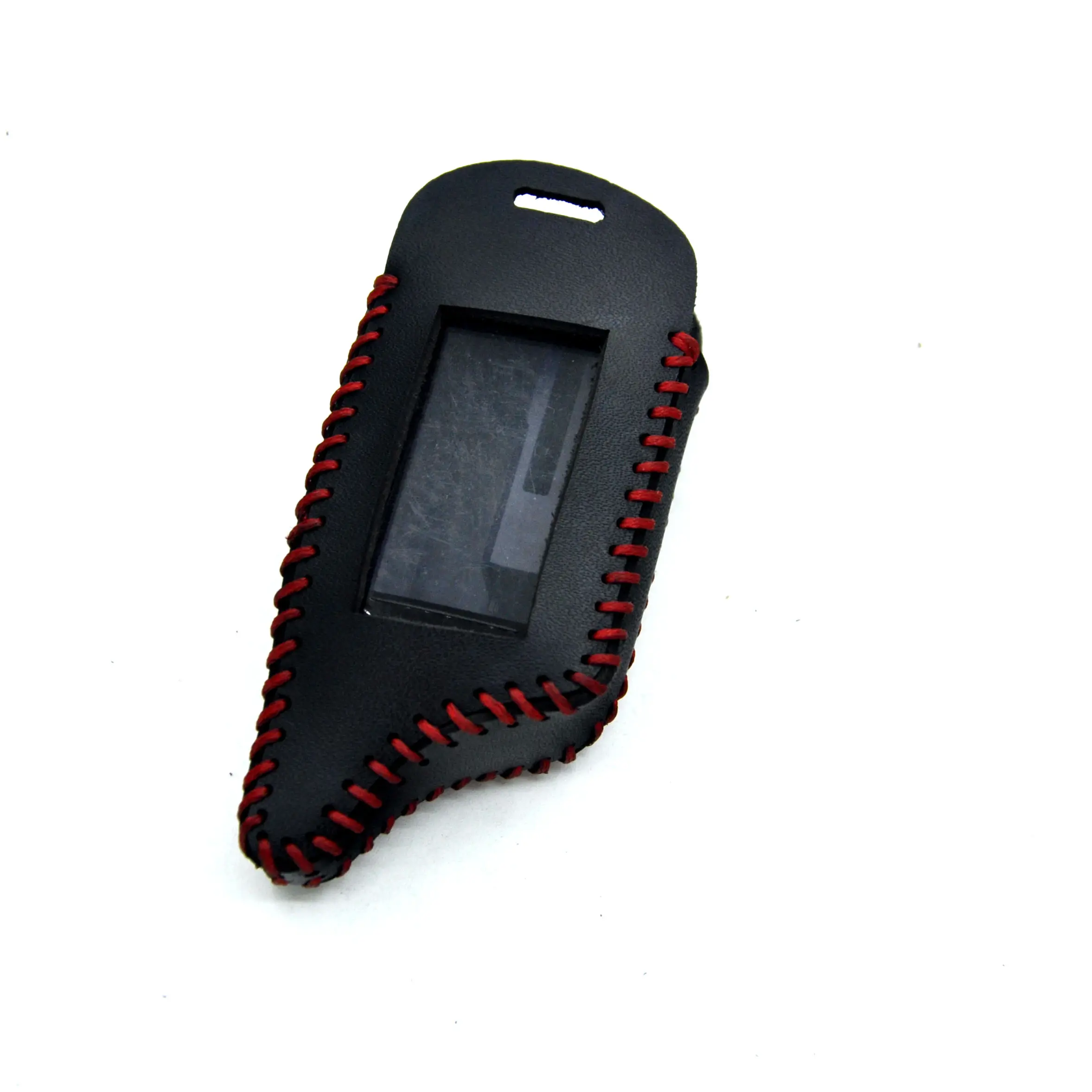 A91LCD Remote Controller Keychain Leather Cover For Two Way Car Alarm StarLine A61 A91 B6 B9 Car Key Case Holder hand-made style