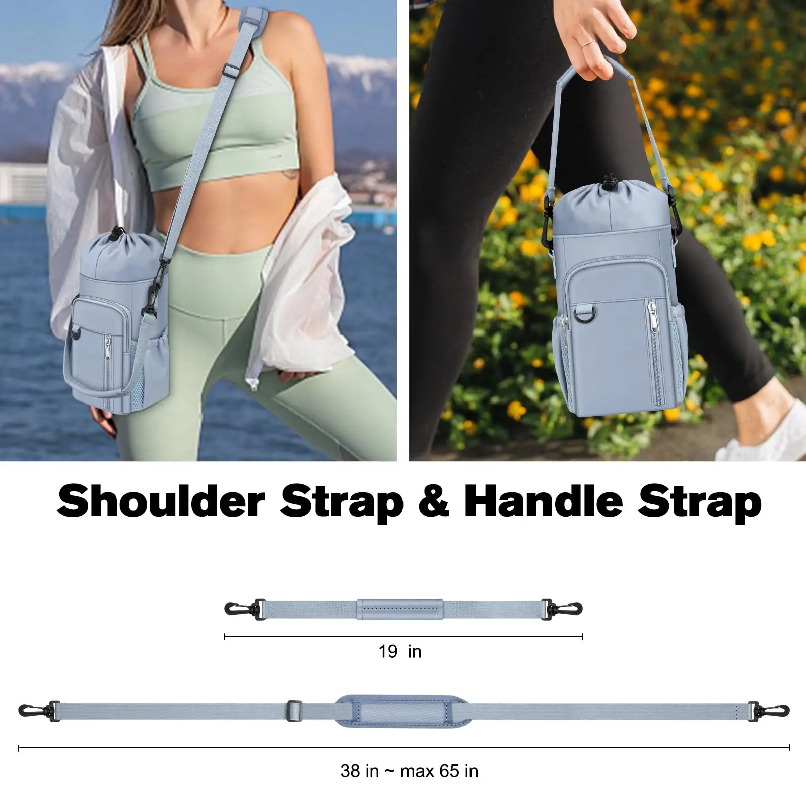 Haoen Insulated Water Bottle Pouch Holder, Water Bottle Sleeve With Phone Pocket For Walking Hiking Picnic