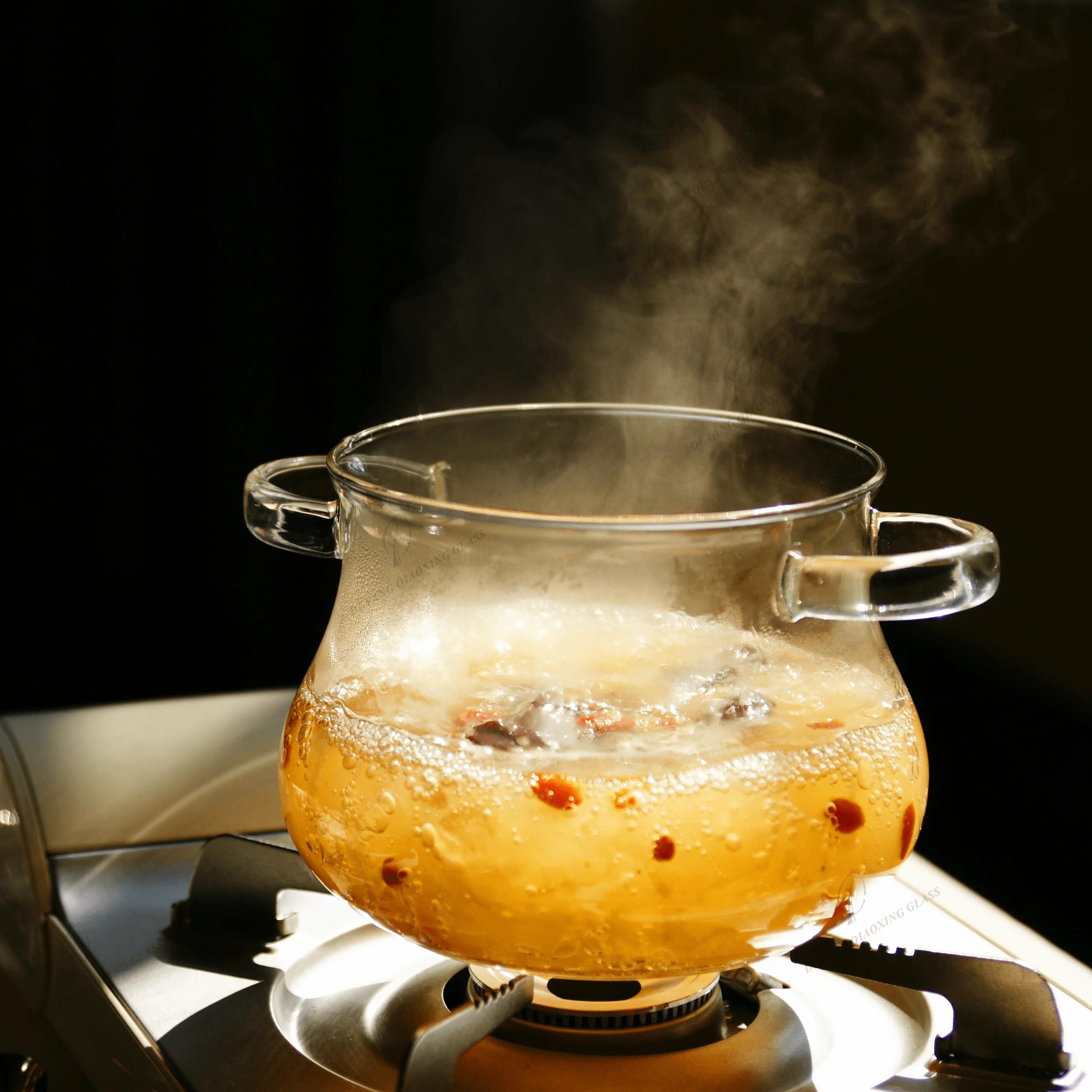 Easy to Clean 3500ml Transparent Custom High Borosilicate Glass Cooking Pot Large Capacity Big Size Glass Kitchen Sets