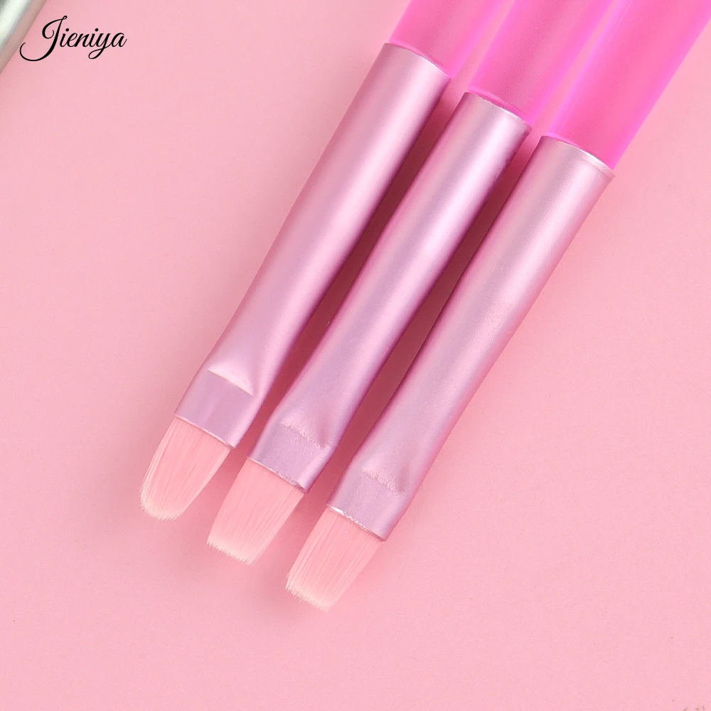 Hot selling Factory price wholesale green/pink Plastic Handle UV gel brush flat/oval head Nail Brush