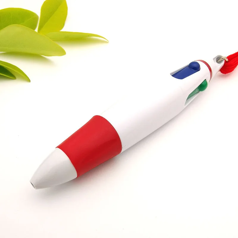Creative lanyard 4 color ballpoint pen anti-loss mark gift pen color sheath push advertising pen wholesale