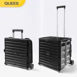 Quees foldable shopping luggage cart smart four wheels shopping car