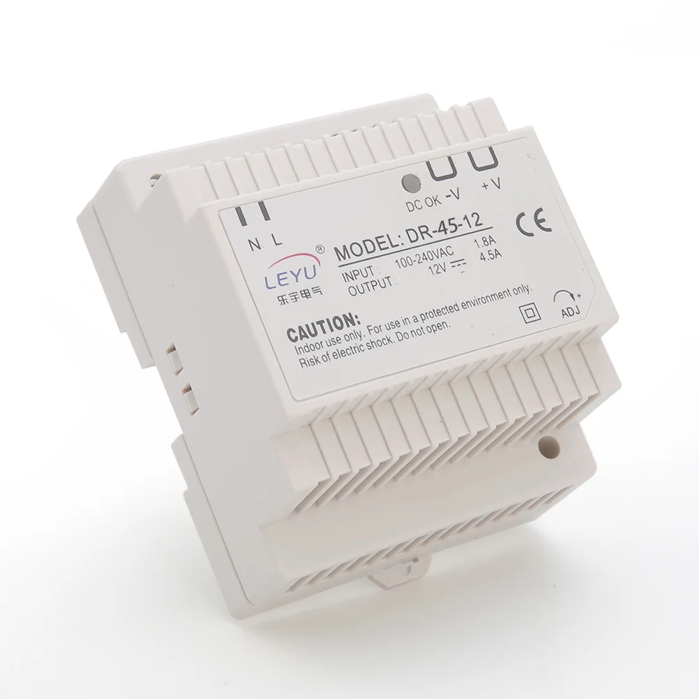 DIN Rail Aluminum Enclosure for 12V 5A 15W Switching Power Supply, CE & RoHS Certified AC to DC Converter