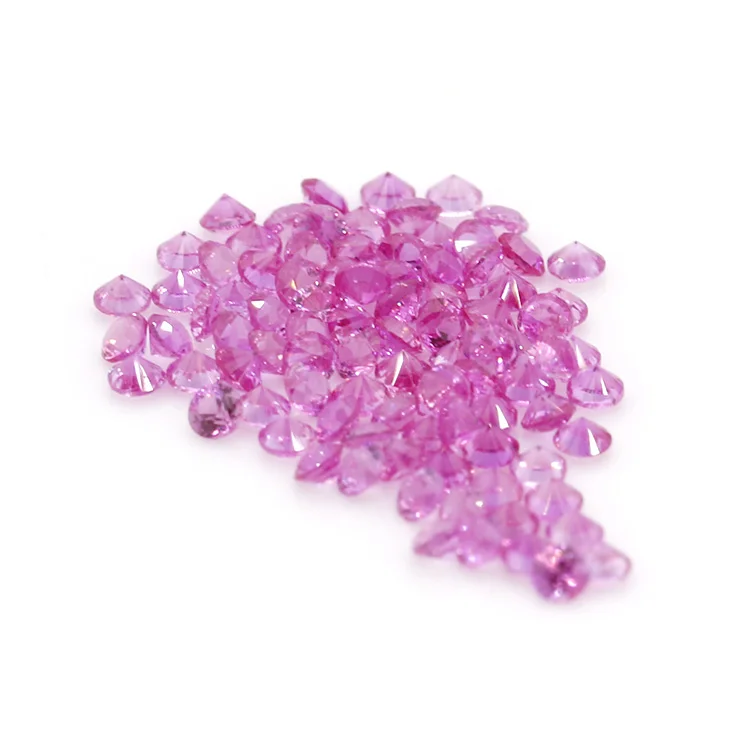 Hot sell high quality pink sapphire round shape machine cut 1.0-2.0mm loose gemstone natural pink sapphire