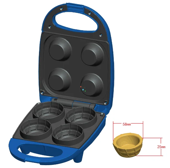 4 in 1 electric mini round cupcake waffle making grill compact round waffle bowl maker