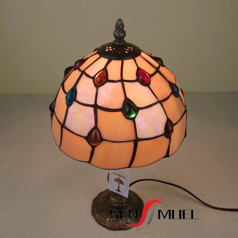 classical lattice color beads fixtures tiffany style desk lamp