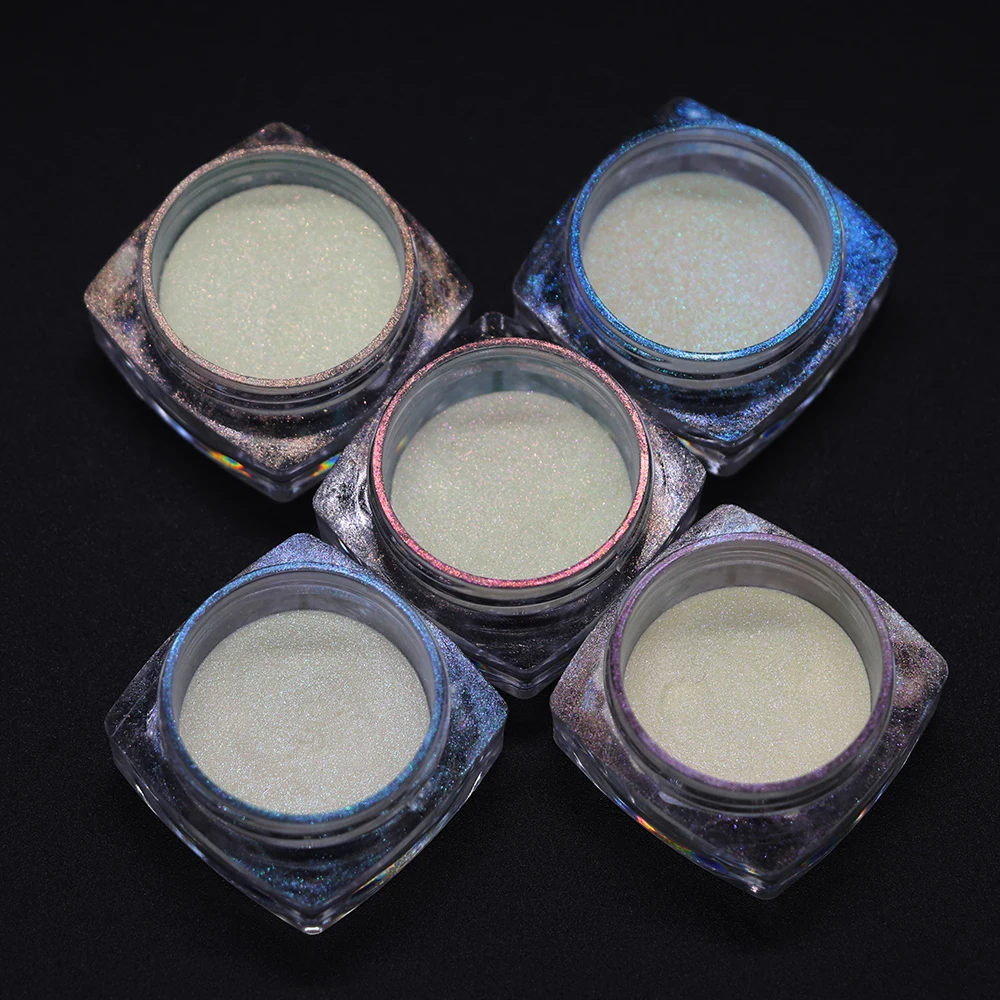 Neon Aurora Effect Moonlight Powder Metallic Texture Laser Fine Holographic Powder Nail Art Chrome Mirror Powder