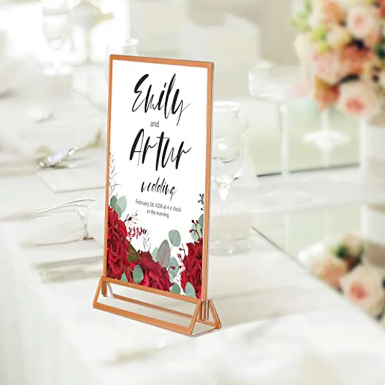 Table number holder acrylic sign display mini menu stand clear acrylic sign holder gold table menu stand card for wedding