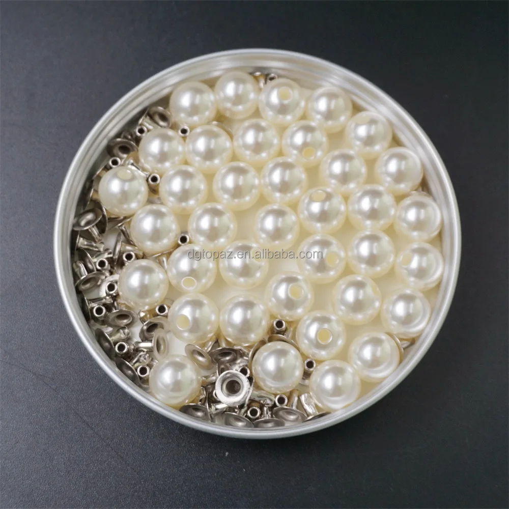 6mm-20mm Garment White Beads Wedding dress veil Decoration Plastic Pearl Cap Rivet Studs For Clothes