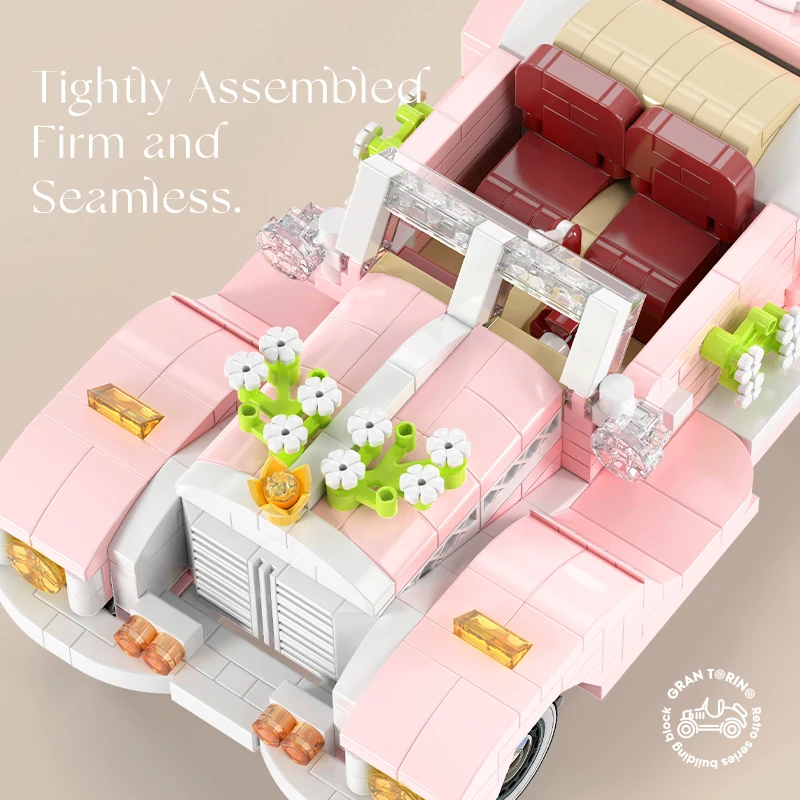 Moyu MY97122-23 Classic Vintage car model pieces are put together to assemble toy blocks 3D stereo puzzle wedding car gift toys