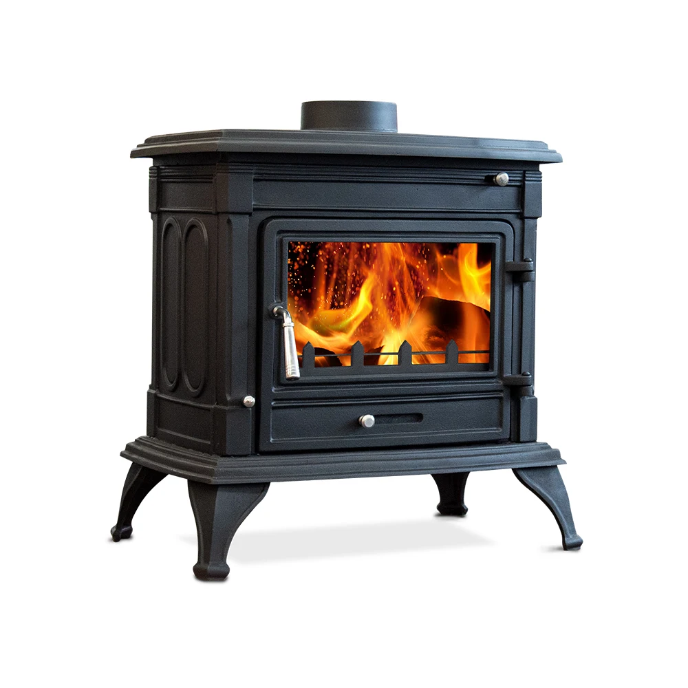 Cast iron wood burning stove fireplace indoor smokeless