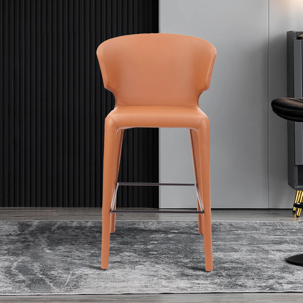 leather Bar Stool Home Modern Minimalist Casual Cafe Furniture black metal High Bar Chairs for Bar Table Sale