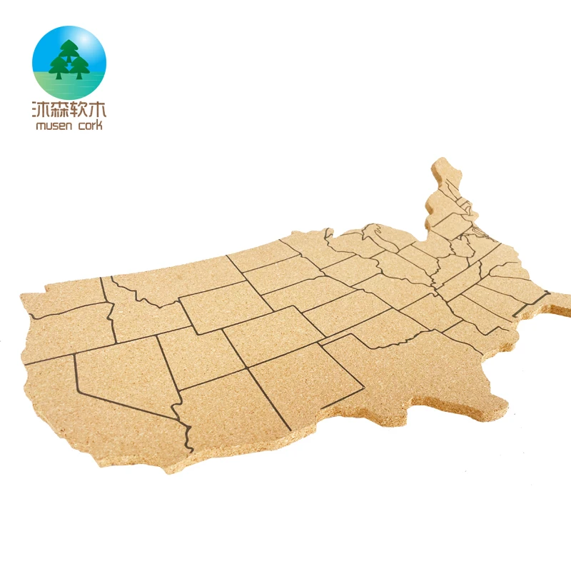 Musen 10MM Printing World Map Natural Bulletin Memo Notice Cork Board Sheet With Glue For Home Office Decor