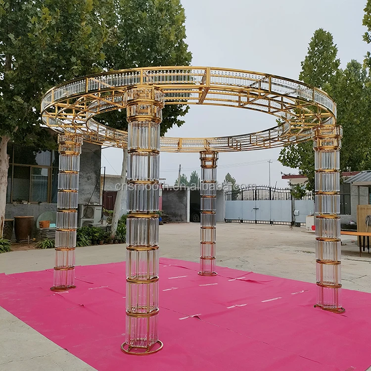 Гладкий роскошный золотой навес из нержавеющей стали с прозрачной капелькой для свадебного декора
