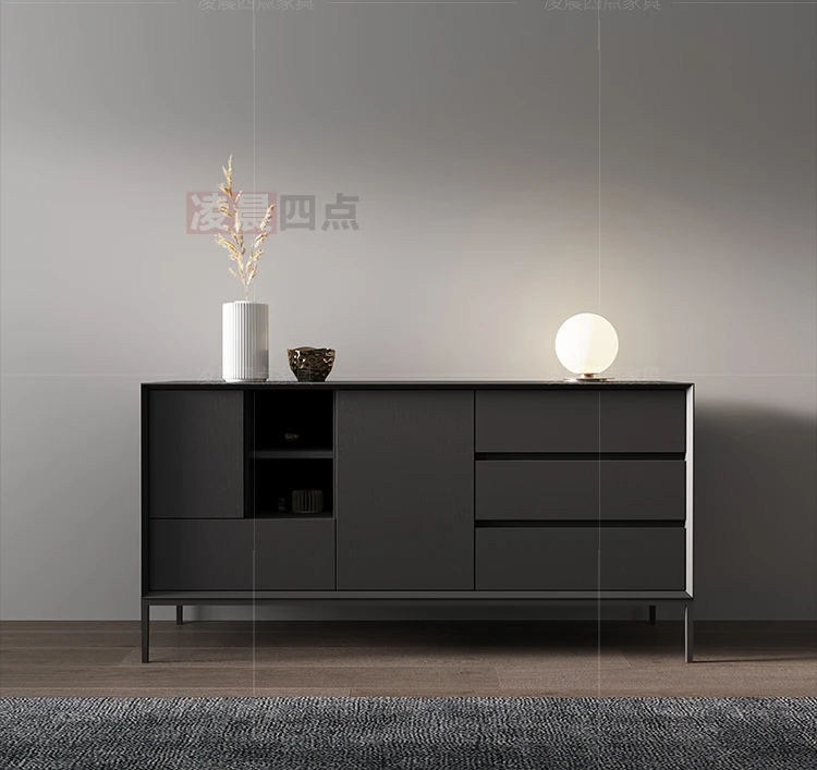 Living Room Furniture Modern Classic Furniture Restaurant Hotel Buffet Storage Cabinet Black Light Luxury Iron legs Sideboard