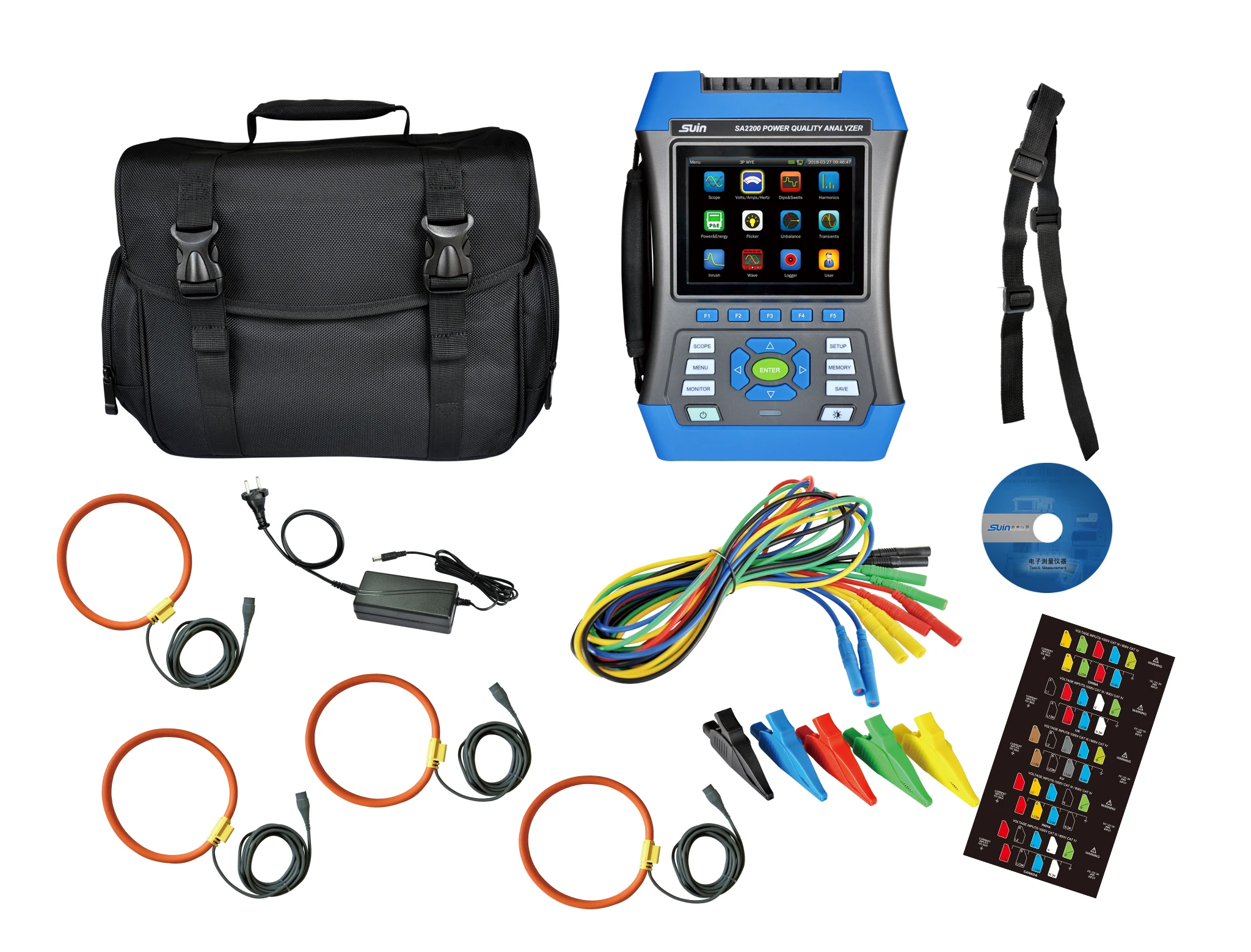 IEC61000-4-30 Class A three phase handheld  SA2200 power quality and energy analyzer