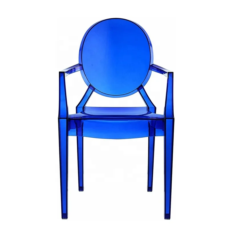 Transparent Blue Color Modern Acrylic Stacking Kitchen And Dining Room Arm Resin Ghost Chairs For Wedding Using