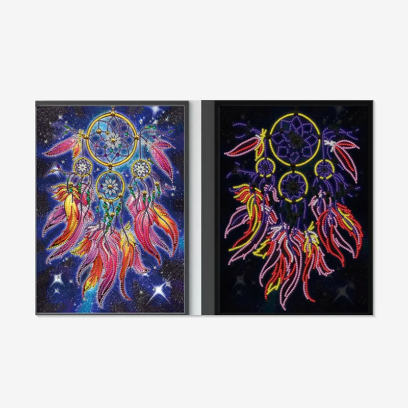 Night Luminous Diamond Painting Dreamcatcher Feather Diamond Embroidery Canvas Print Mosaic Art Mural Home Decor