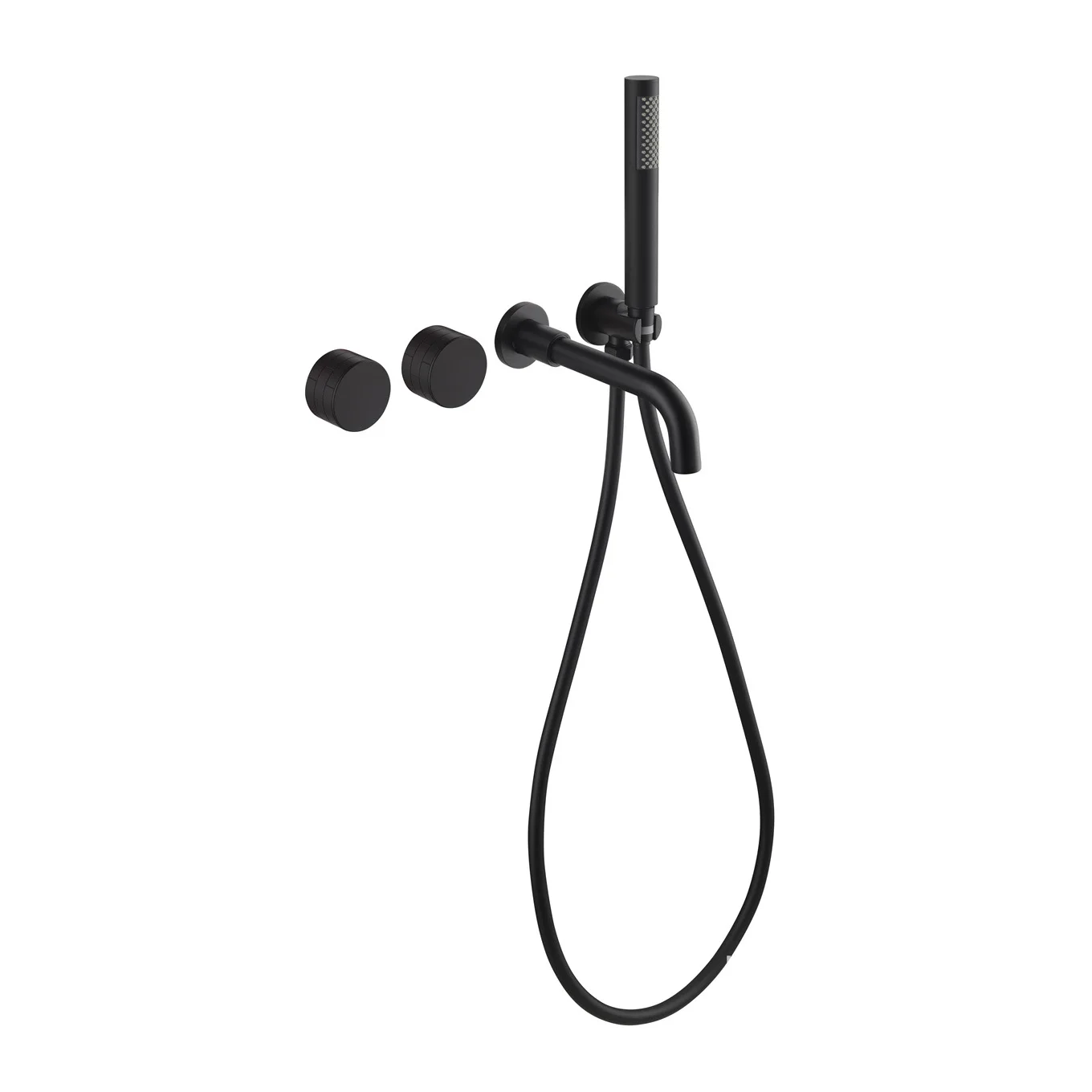 High Flow Matte in Wall Black Bathtub Faucet Wall Mount Waterfall Tub Filler Faucet with Hand Shower