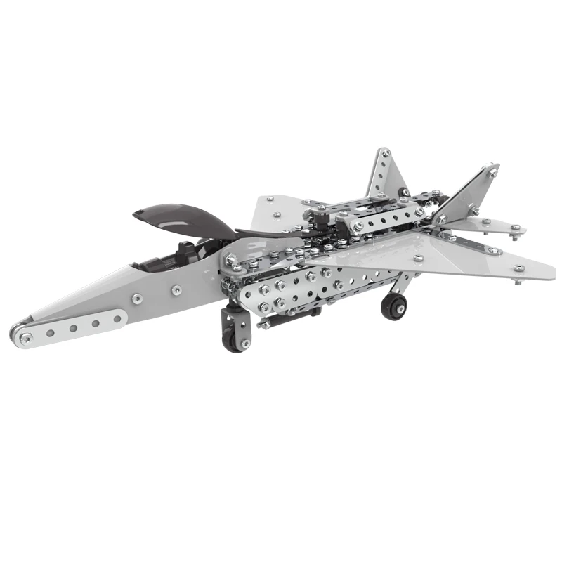 Self Assembly Alloy Metal Iron Building Blocks DIY Stainless Steel Fighter Plane Other Educational Toys
