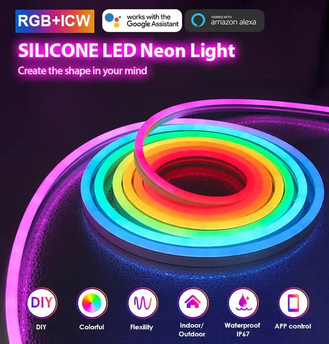Хит продаж неоновая веревочная лампа RGB меняющая цвет светодиодные гибкие огни водонепроницаемые для рождественских свадебных украшений