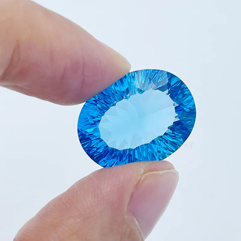 Natural Topaz Oval  Heart  Pear  Round Brilliant Cut Vivid Blue Loose Gemstone With GRC Certificate Ready to Ship
