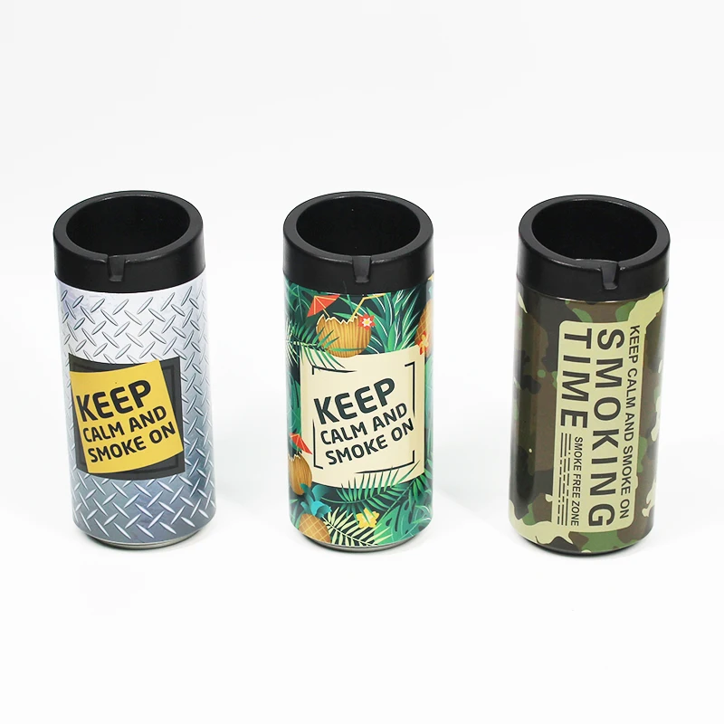 UKETA custom logo slope shaped heat resistant tin ashtray cup holder windproof ashtray for car