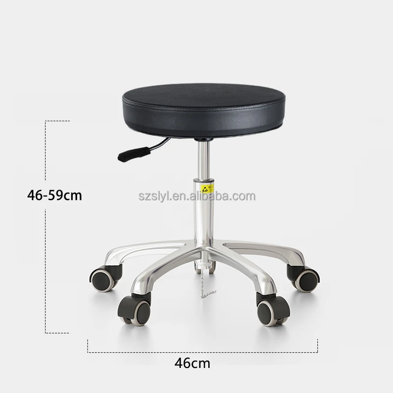 Antistatic ESD PU Leather Black Laboratory Stool PU Foam Chair