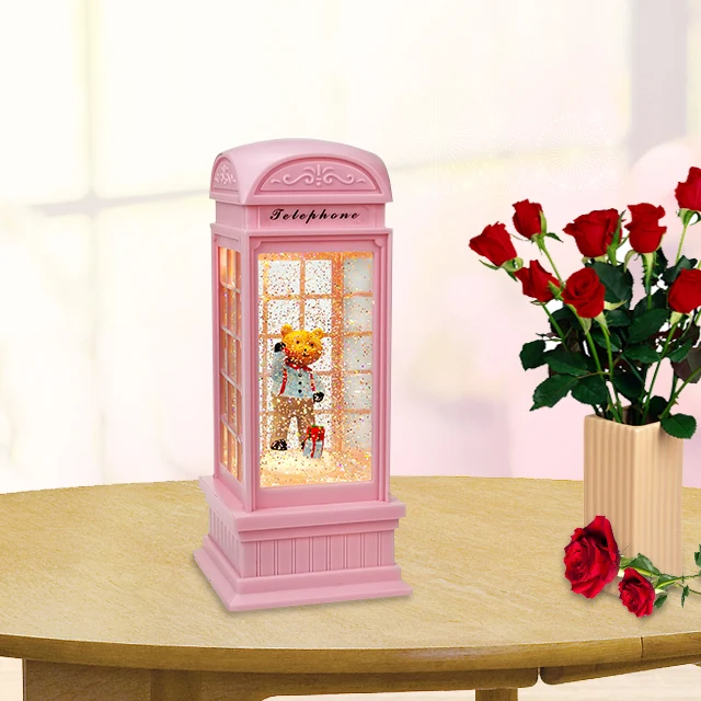 Телефонная будка подарок плюшевые мишки тедди для воды Спиннинг рыболовная снежный шар ко Дню Святого Валентина украшения