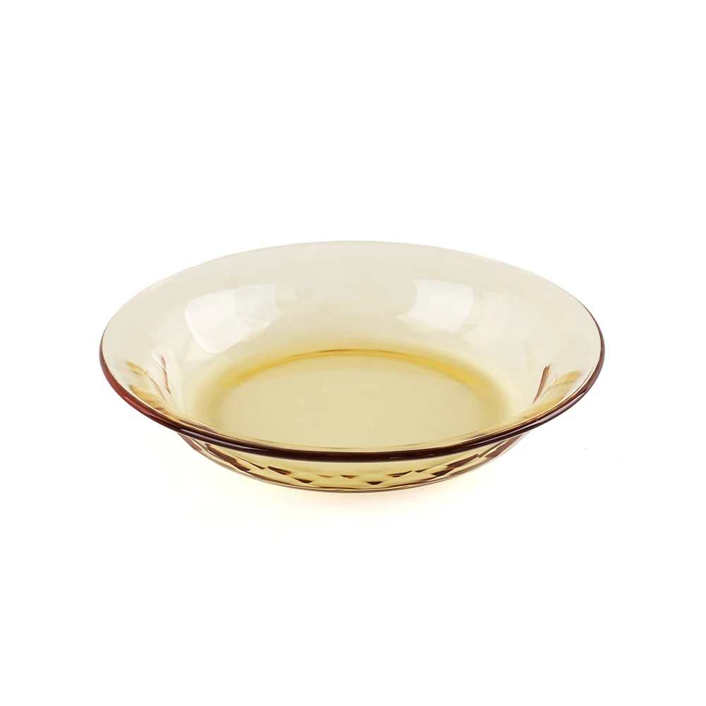 Tableware/Kitchen/Glassware  Microwave Use Household Amber Transparent Glass Bowl Set 450ml 1050ml 2000ml Fruit Salad Bowl