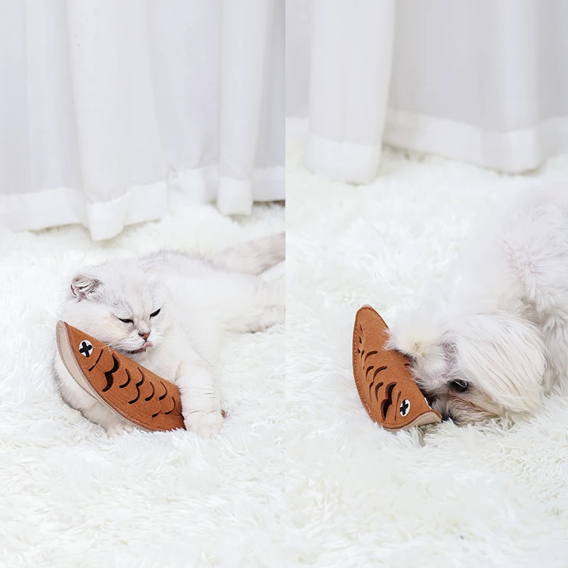 Roast Fish Shape eco friendly thicken felt fleece interactive dog pet puzzle chew toys