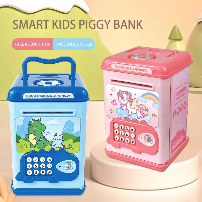 2025 Hot Sell Novelty Kids Safe Plastic Paper Money Saving Boxes Digital Password Electronic Atm Piggy Bank for Kids Boys&girls