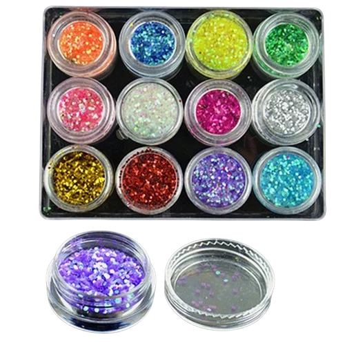 New Nail Art Laser Glitter Sequins 12 Colors Nail Decoration Set