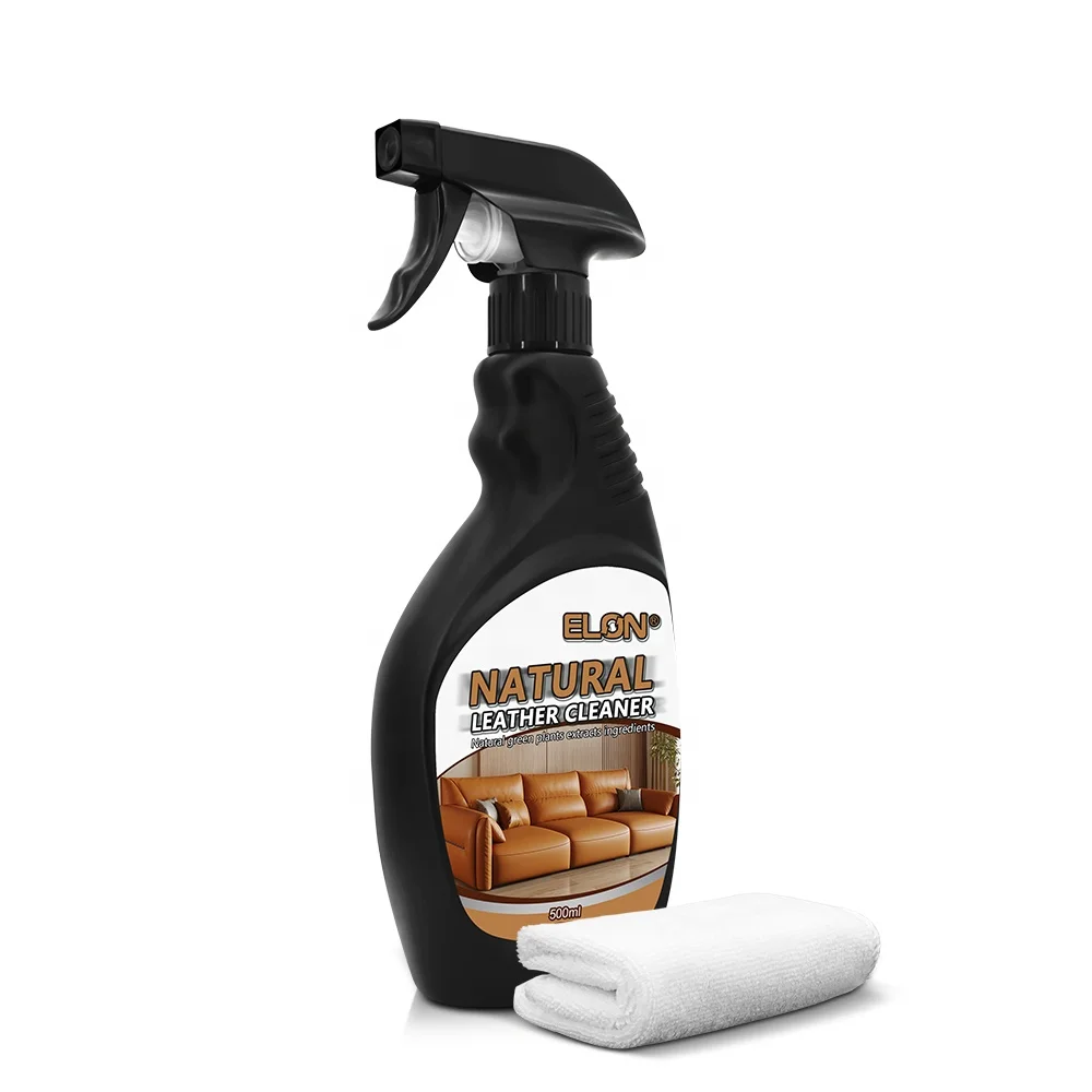 500ml Natural Formula Leather Cleaner Spray Liquid Sofa Handbag Car Leather Cleaning Kit with towel