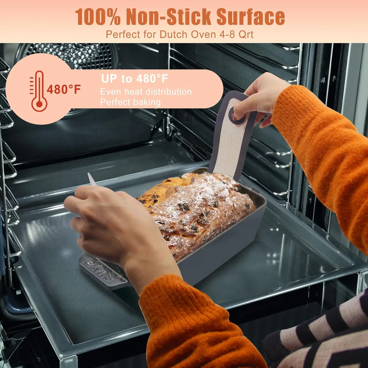 Large Oval and Round Shape Silicone Bread Sling for Dutch Oven Baking Bread Mat Silicone Dutch Oven Liner